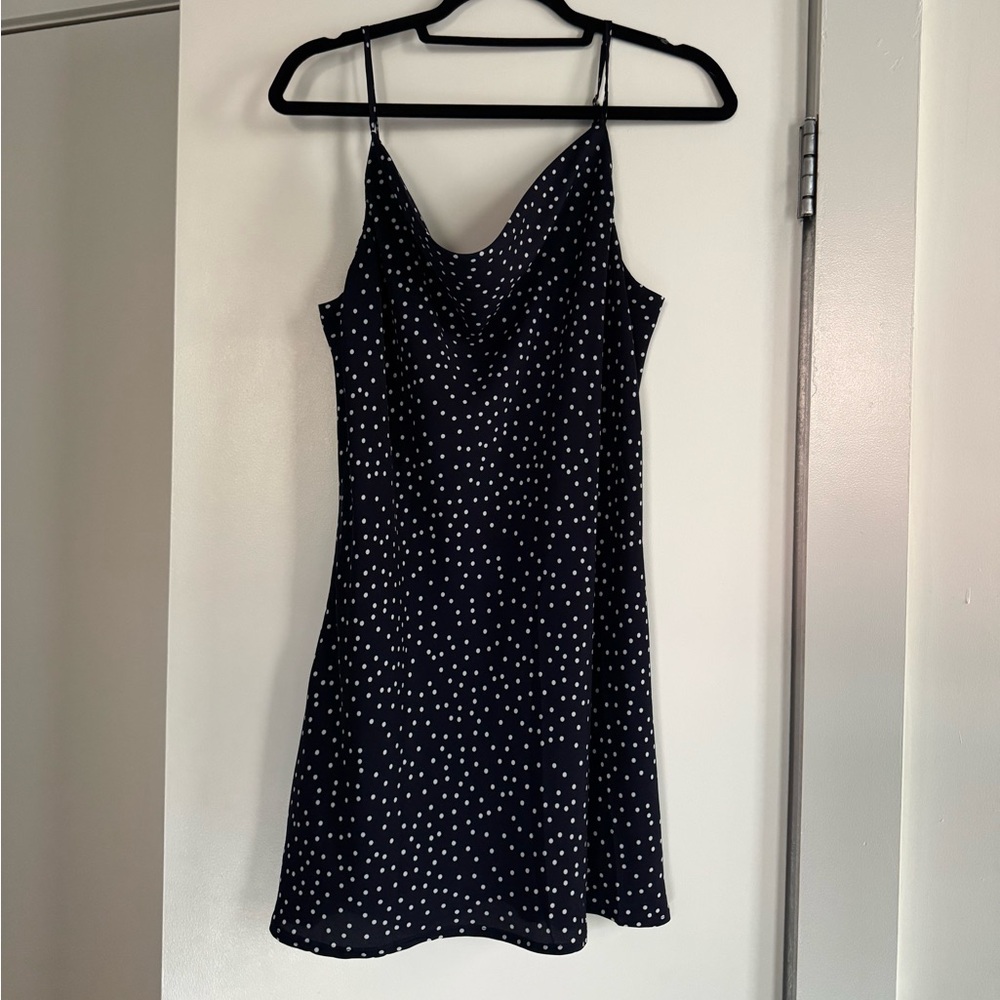 Princess Polly Navy and White Polka Dot Dress